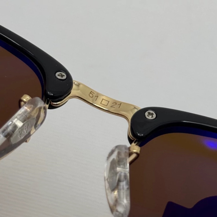 تصویر عینک آفتابی ریبن rayban کلاب مستر شیشه سنگ قهوه ای فریم طلایی rb 3016 به همراه پک کامل