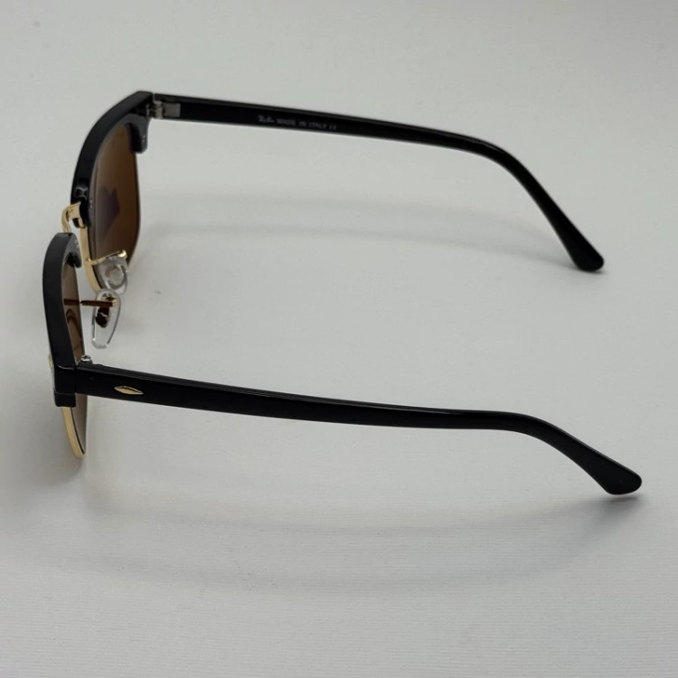 تصویر عینک آفتابی ریبن rayban کلاب مستر شیشه سنگ قهوه ای فریم طلایی rb 3016 به همراه پک کامل