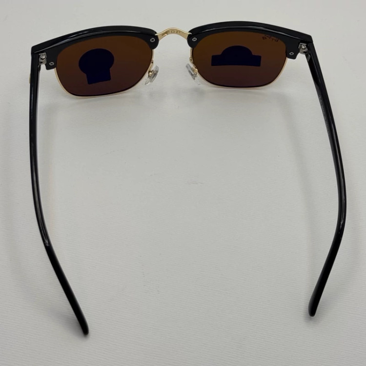 تصویر عینک آفتابی ریبن rayban کلاب مستر شیشه سنگ قهوه ای فریم طلایی rb 3016 به همراه پک کامل