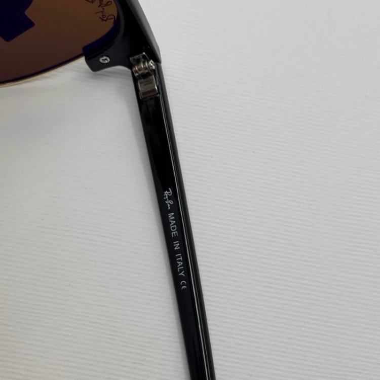 تصویر عینک آفتابی ریبن rayban کلاب مستر شیشه سنگ قهوه ای فریم طلایی rb 3016 به همراه پک کامل