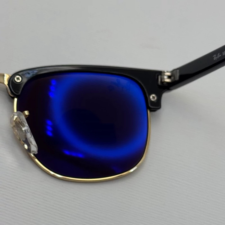 تصویر عینک آفتابی ریبن rayban کلاب مستر شیشه سنگ قهوه ای فریم طلایی rb 3016 به همراه پک کامل