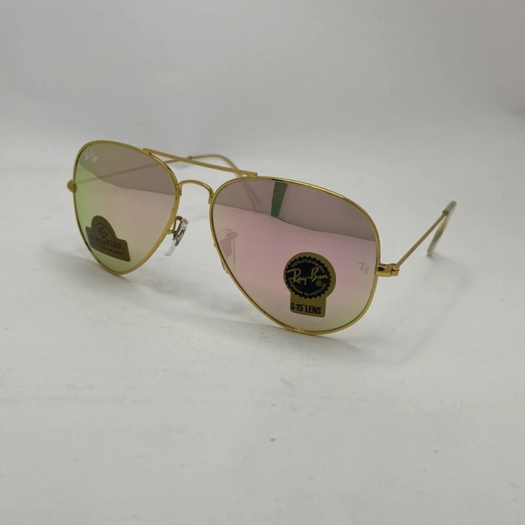 تصویر عینک ریبن خلبانی شیشه سنگ صورتی با پک کامل اورجینال ریبن