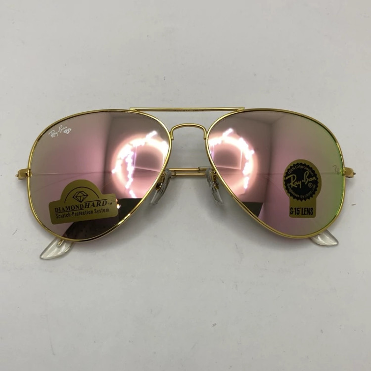 تصویر عینک ریبن خلبانی شیشه سنگ صورتی با پک کامل اورجینال ریبن