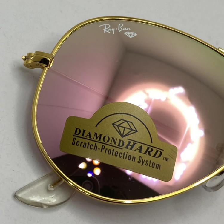 تصویر عینک ریبن خلبانی شیشه سنگ صورتی با پک کامل اورجینال ریبن