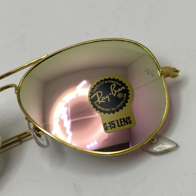 تصویر عینک ریبن خلبانی شیشه سنگ صورتی با پک کامل اورجینال ریبن