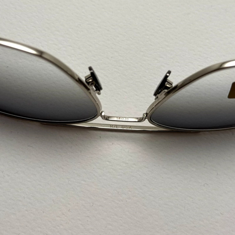 تصویر عینک آفتابی خلبانی رندولف شیشه سنگ آنتی رفلکس آبی هایلایت نقره ای فول پک RANDOLPH AVIATOR RE 58 24K WHITE GOLD