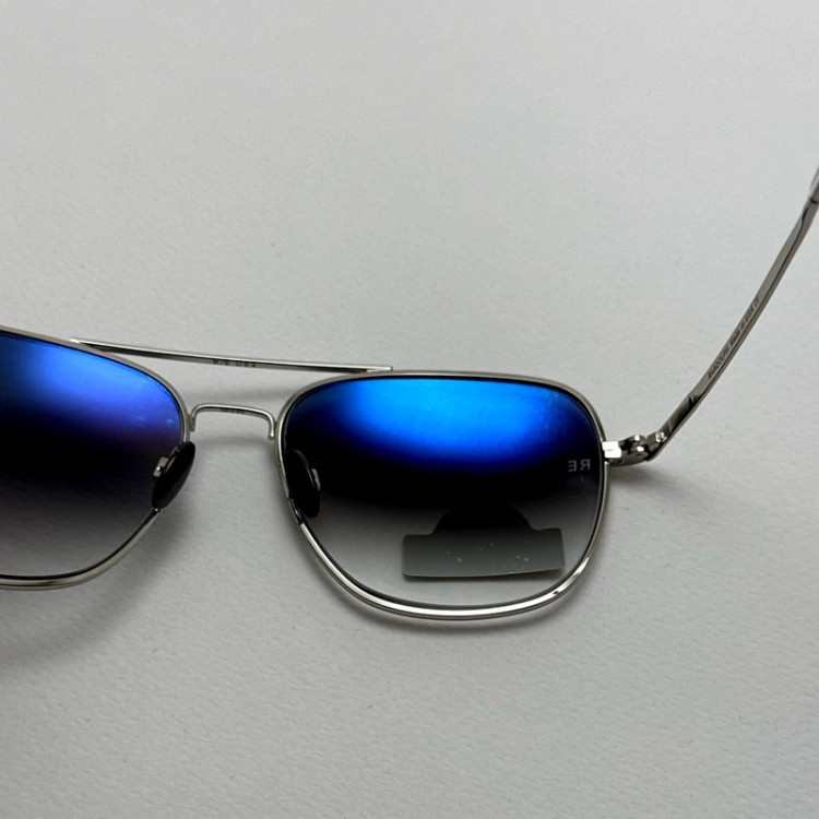 تصویر عینک آفتابی خلبانی رندولف شیشه سنگ آنتی رفلکس آبی هایلایت نقره ای فول پک RANDOLPH AVIATOR RE 58 24K WHITE GOLD