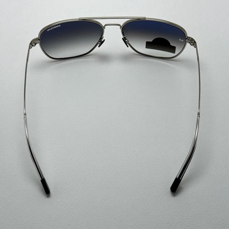 تصویر عینک آفتابی خلبانی رندولف شیشه سنگ آنتی رفلکس آبی هایلایت نقره ای فول پک RANDOLPH AVIATOR RE 58 24K WHITE GOLD