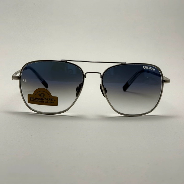تصویر عینک آفتابی خلبانی رندولف شیشه سنگ آنتی رفلکس آبی هایلایت نقره ای فول پک RANDOLPH AVIATOR RE 58 24K WHITE GOLD