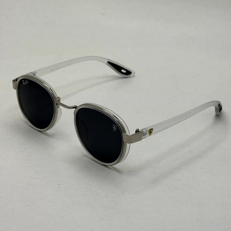 تصویر عینک آفتابی گرد ریبن فراری کریستالی با پک کامل Rayban Ferrari RB3705