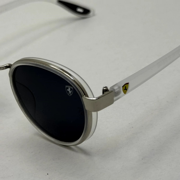 تصویر عینک آفتابی گرد ریبن فراری کریستالی با پک کامل Rayban Ferrari RB3705