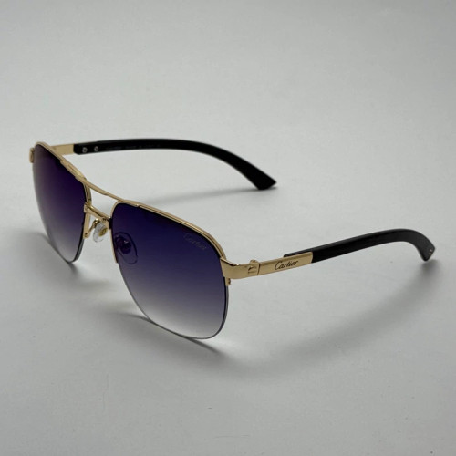تصویر عینک آفتابی مردانه کارتیر Cartier مدل Santos آبی طلایی