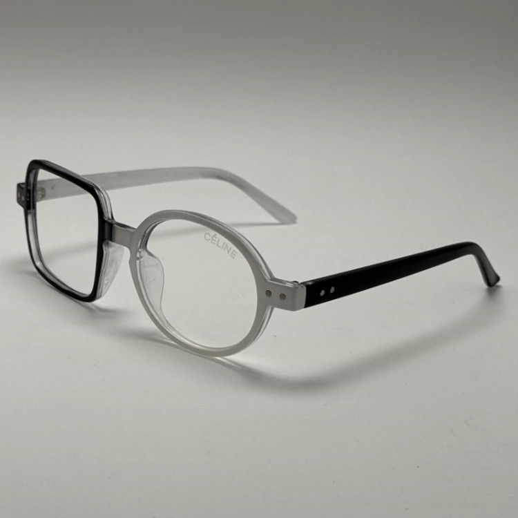 تصویر فریم عینک طبی بلوکات سلین Celine مربع دایره ای سفید مشکی