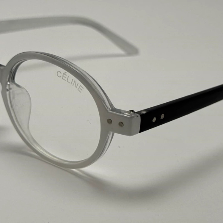 تصویر فریم عینک طبی بلوکات سلین Celine مربع دایره ای سفید مشکی