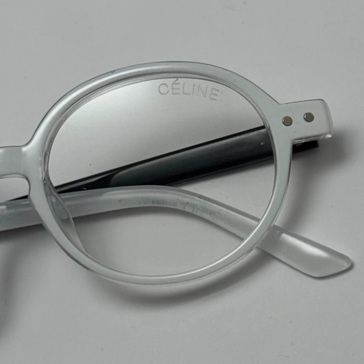 تصویر فریم عینک طبی بلوکات سلین Celine مربع دایره ای سفید مشکی