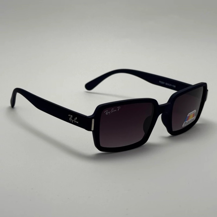 تصویر عینک آفتابی پلاریزه ریبن مستطیلی آبی پر رنگ کد rayban RB 2201