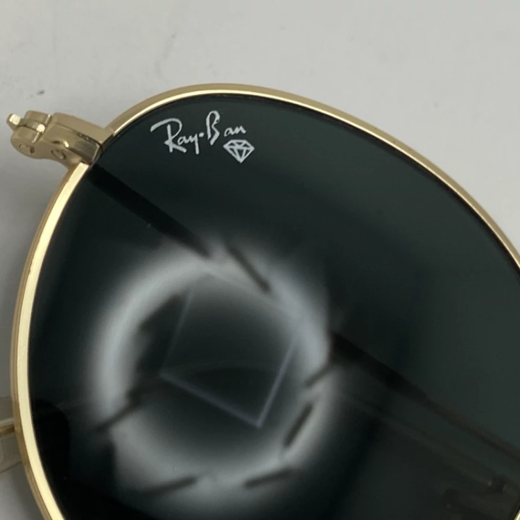 تصویر عینک آفتابی ریبن rayban گرد مشکی طلایی شیشه سنگ RB 3447