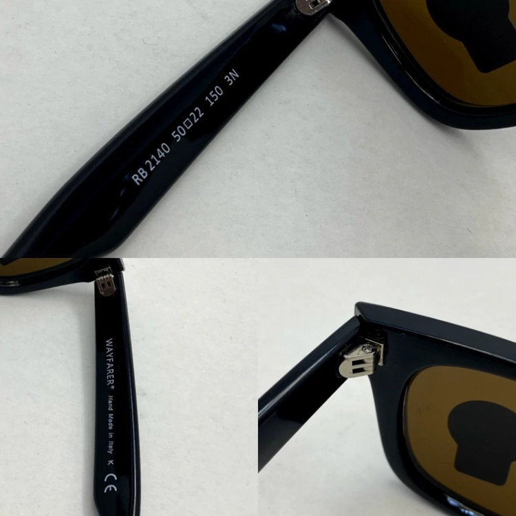 تصویر عینک آفتابی ویفرر ریبن rayban WAYFARER شیشه سنگ قهوه ای فریم براق سایز 50 به همراه پک کامل اورجینال RB2140