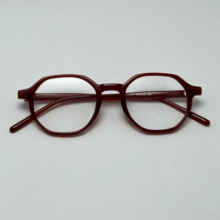 تصویر فریم عینک طبی بلوکات گوچی GUCCI گرد قرمز زرشکی