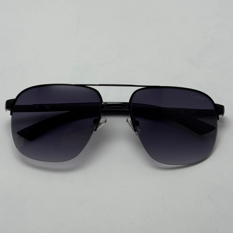 تصویر عینک آفتابی مردانه کارتیر Cartier مدل Santos تمام مشکی