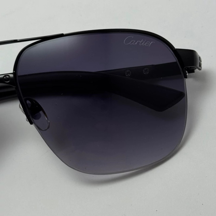 تصویر عینک آفتابی مردانه کارتیر Cartier مدل Santos تمام مشکی