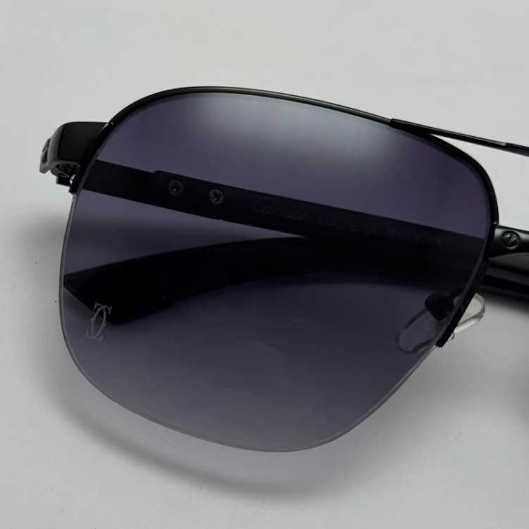 تصویر عینک آفتابی مردانه کارتیر Cartier مدل Santos تمام مشکی