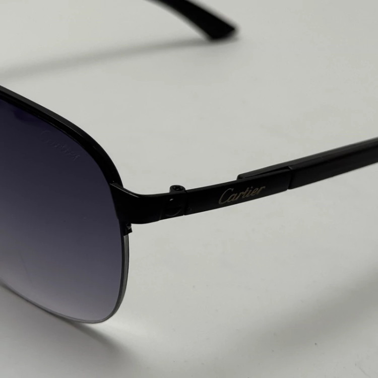 تصویر عینک آفتابی مردانه کارتیر Cartier مدل Santos تمام مشکی