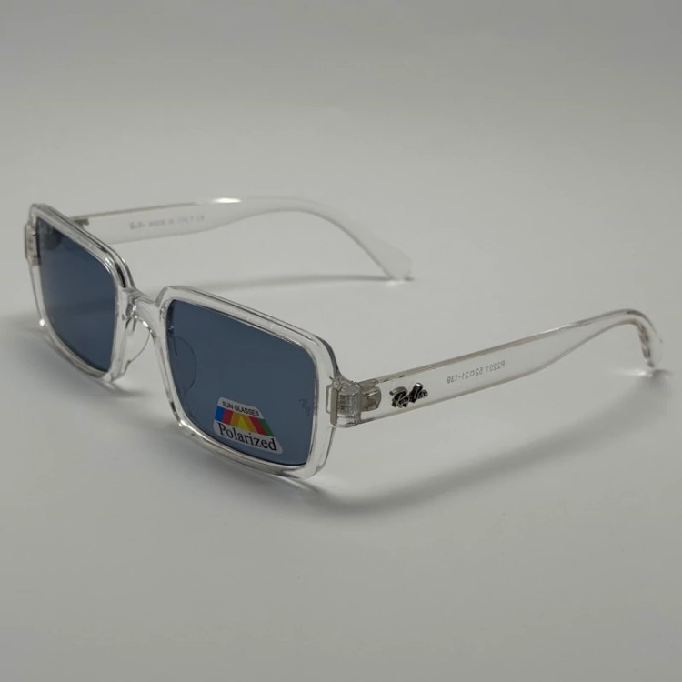 تصویر عینک آفتابی و شب پلاریزه ریبن مستطیلی آبی کد rayban RB 2201