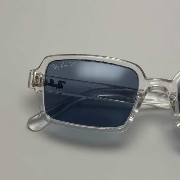 تصویر عینک آفتابی و شب پلاریزه ریبن مستطیلی آبی کد rayban RB 2201