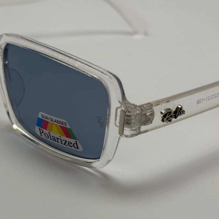 تصویر عینک آفتابی و شب پلاریزه ریبن مستطیلی آبی کد rayban RB 2201