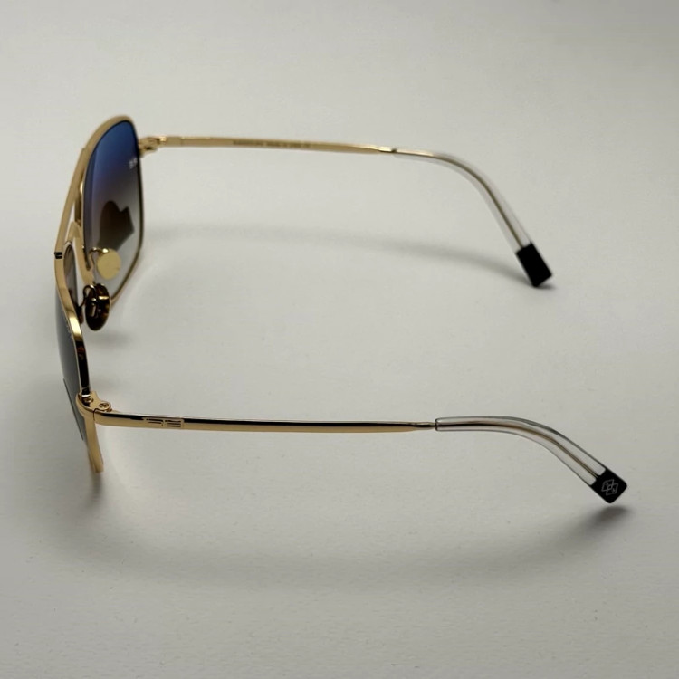 تصویر عینک آفتابی خلبانی رندولف شیشه سنگ آنتی رفلکس آبی هایلایت فریم طلایی فول پک اصلی RANDOLPH AVIATOR RE 58 24K GOLD