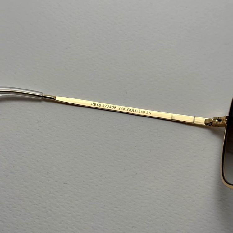 تصویر عینک آفتابی خلبانی رندولف شیشه سنگ آنتی رفلکس آبی هایلایت فریم طلایی فول پک اصلی RANDOLPH AVIATOR RE 58 24K GOLD