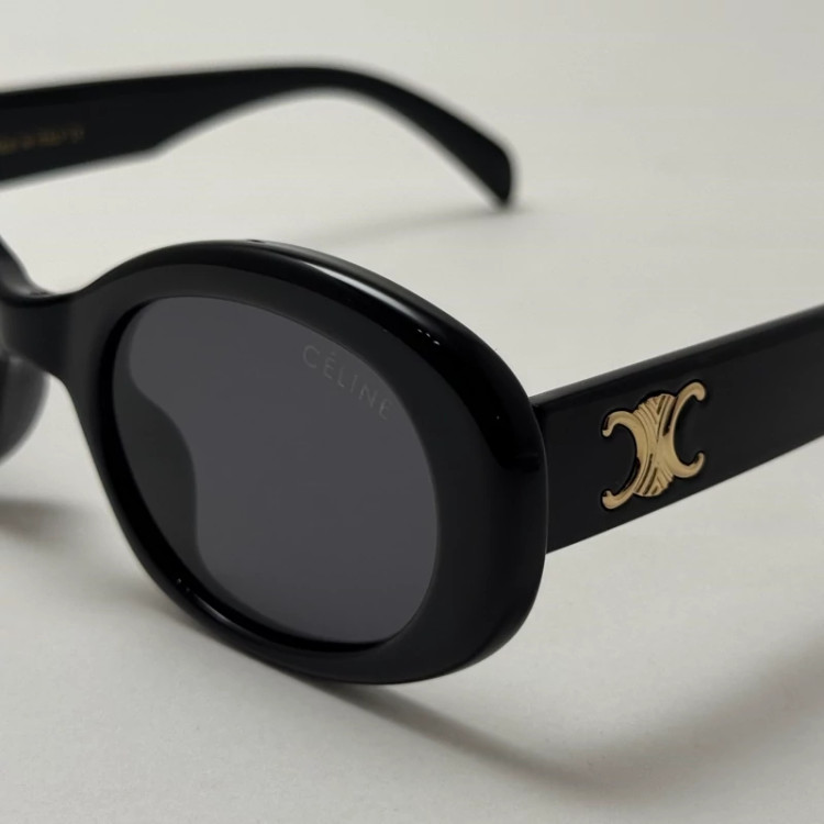 تصویر عینک آفتابی پلاریزه بیضی سلین CELINE تمام مشکی مستر کوالیتی به همراه پک کامل سلین