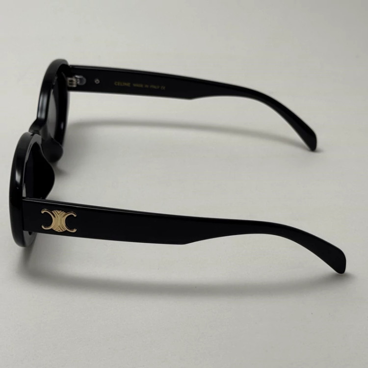 تصویر عینک آفتابی پلاریزه بیضی سلین CELINE تمام مشکی مستر کوالیتی به همراه پک کامل سلین