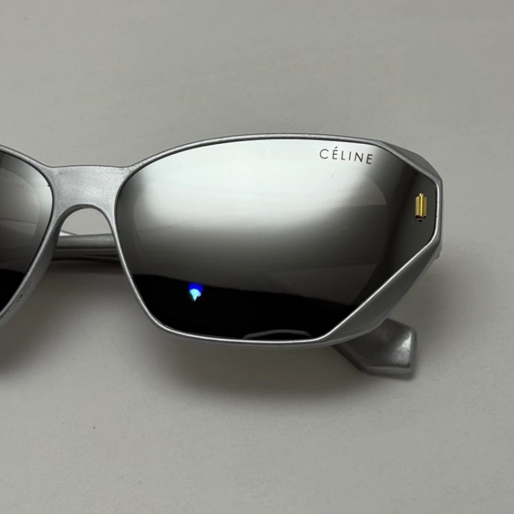 تصویر عینک آفتابی شش ضلعی سلین CELINE نقره ای عدسی نقره ای یووی 400 کد WF 8839