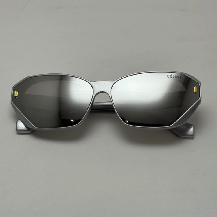 تصویر عینک آفتابی شش ضلعی سلین CELINE نقره ای عدسی نقره ای یووی 400 کد WF 8839