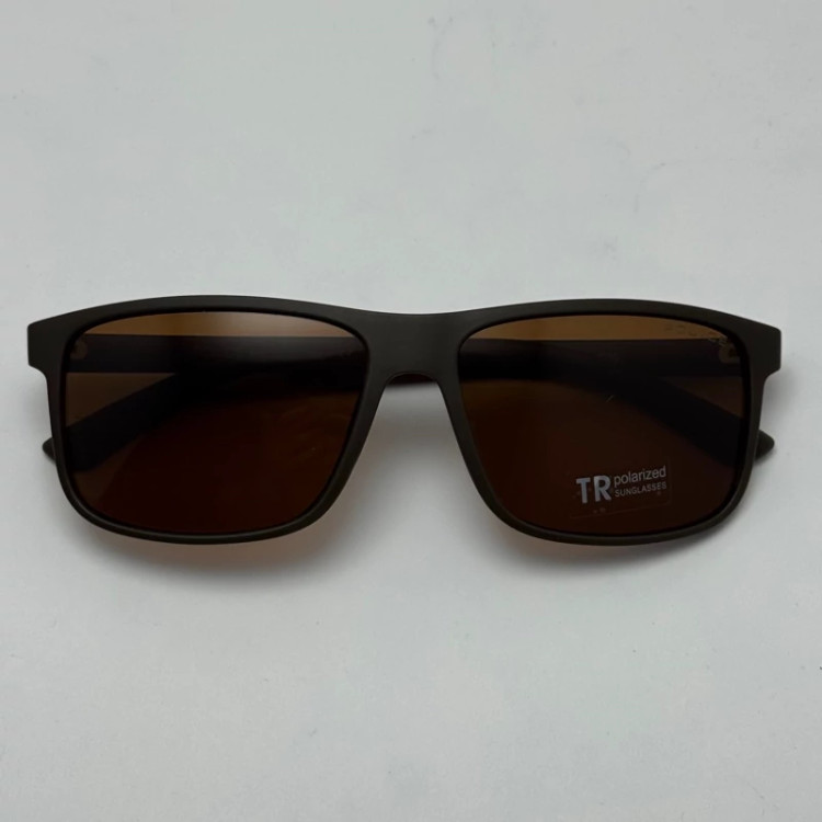 تصویر عینک آفتابی پلیس POLICE قهوه ای پلاریزه و یووی 400 به همراه کاور پارچه ای و دستمال نانو کد 1956