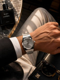 ⌚️ساعت تیسوت مردونه /قفل پروانه/موتور تقویم دار/بند و بدنه استیل درجه یک/صفحه نقره ای
